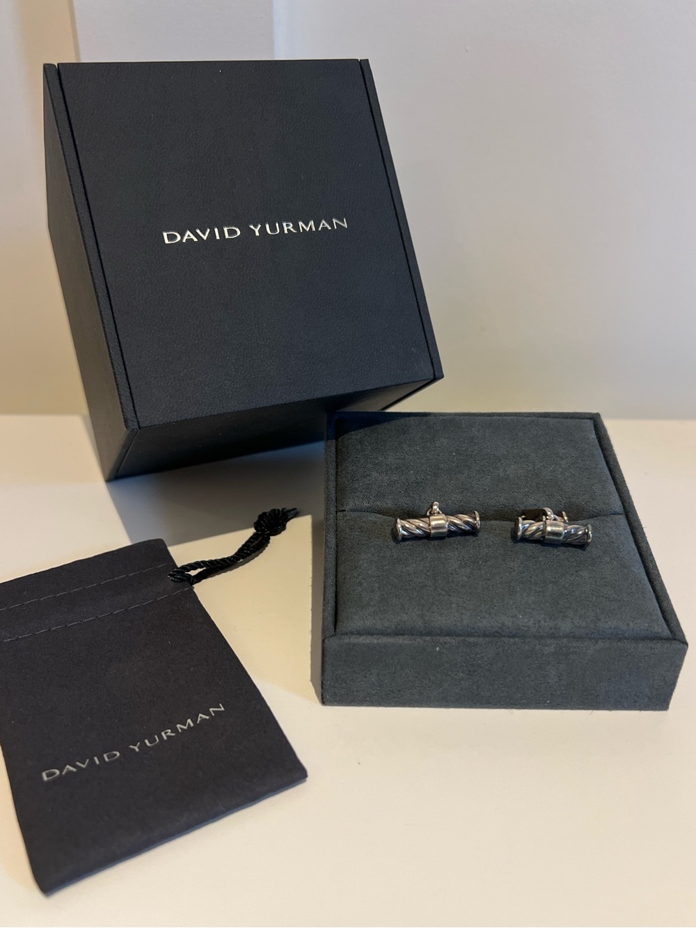 David Yurman Silver Sterling Cable Cufflinks